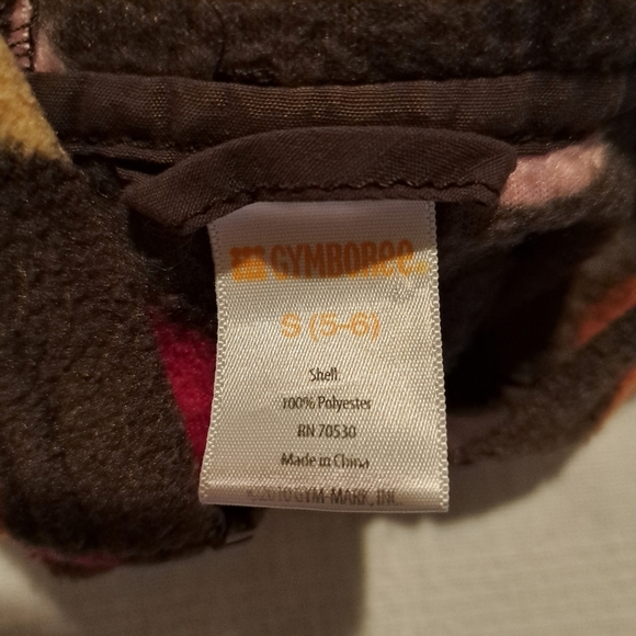 Gymboree girls size 5/6 brown fleece zip up jacket with multi colored polka dots - Picture 2 of 3